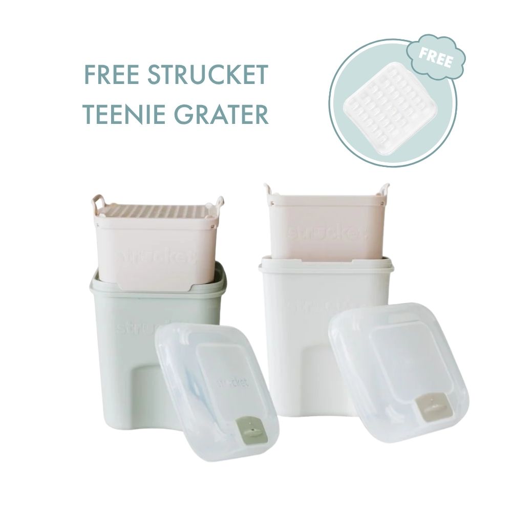 Strucket 2 x 1L Teenie Strainer Container Bundle + FREE GRATER