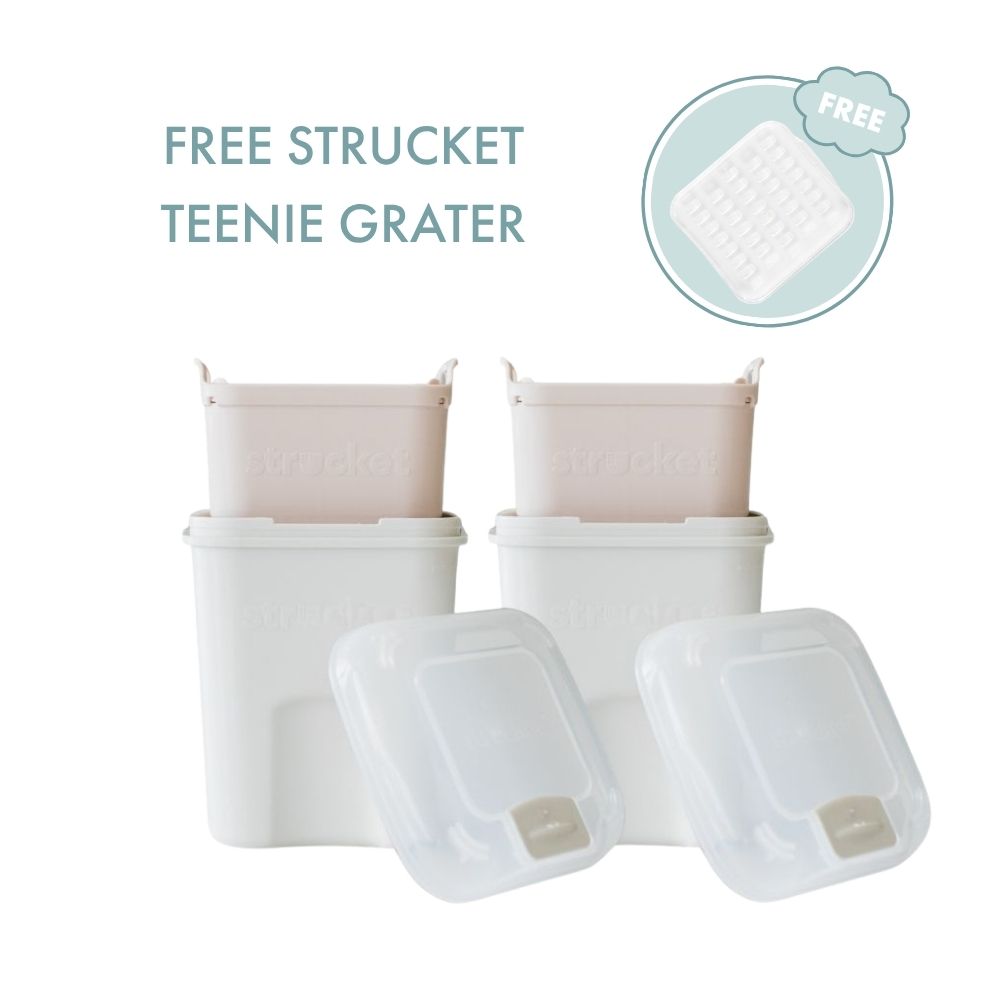 Strucket 2 x 1L Teenie Strainer Container Bundle + FREE GRATER