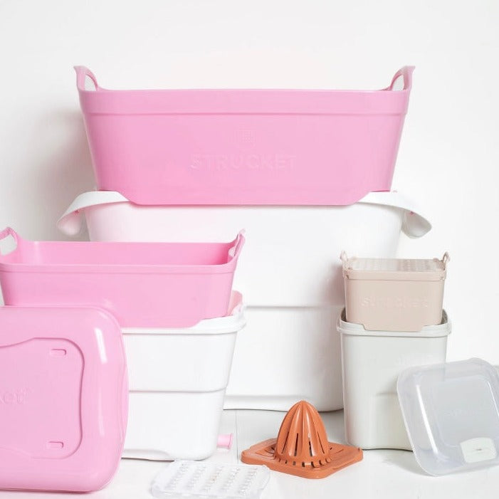Strucket bundle for efficient household cleaning and cooking, Strucket 19L + Strucket Mini + Teenie + Grater + Juicer Bundle - Strucket, color_Pink Bundle