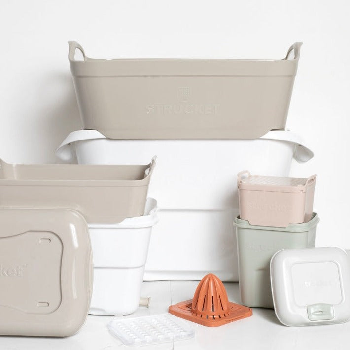 Versatile Strucket bundle designed for multi-tasking parents, Strucket 19L + Strucket Mini + Teenie + Grater + Juicer Bundle - Strucket, color_Sand Bundle