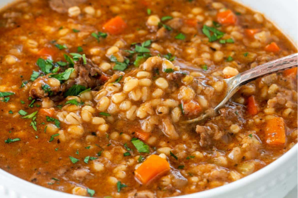 Beef and Barely Soup with Strucket