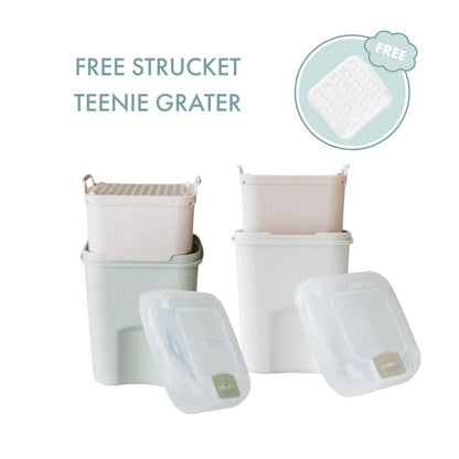 Strucket 2 x 1L Teenie Strainer Container Bundle + FREE GRATER