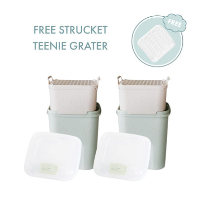 Strucket 2 x 1L Teenie Strainer Container Bundle + FREE GRATER