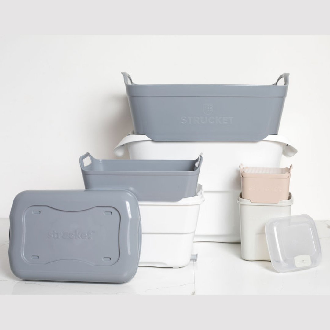 Australian-made Strucket bundle for household mess control in grey