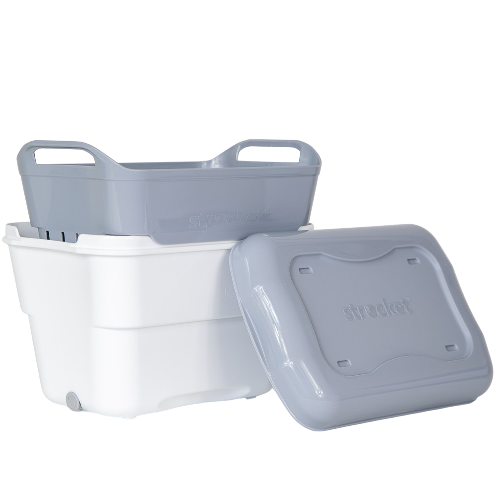 Compact Strucket 4.5L Mini bucket with lid for easy storage, GreyWhiteBase