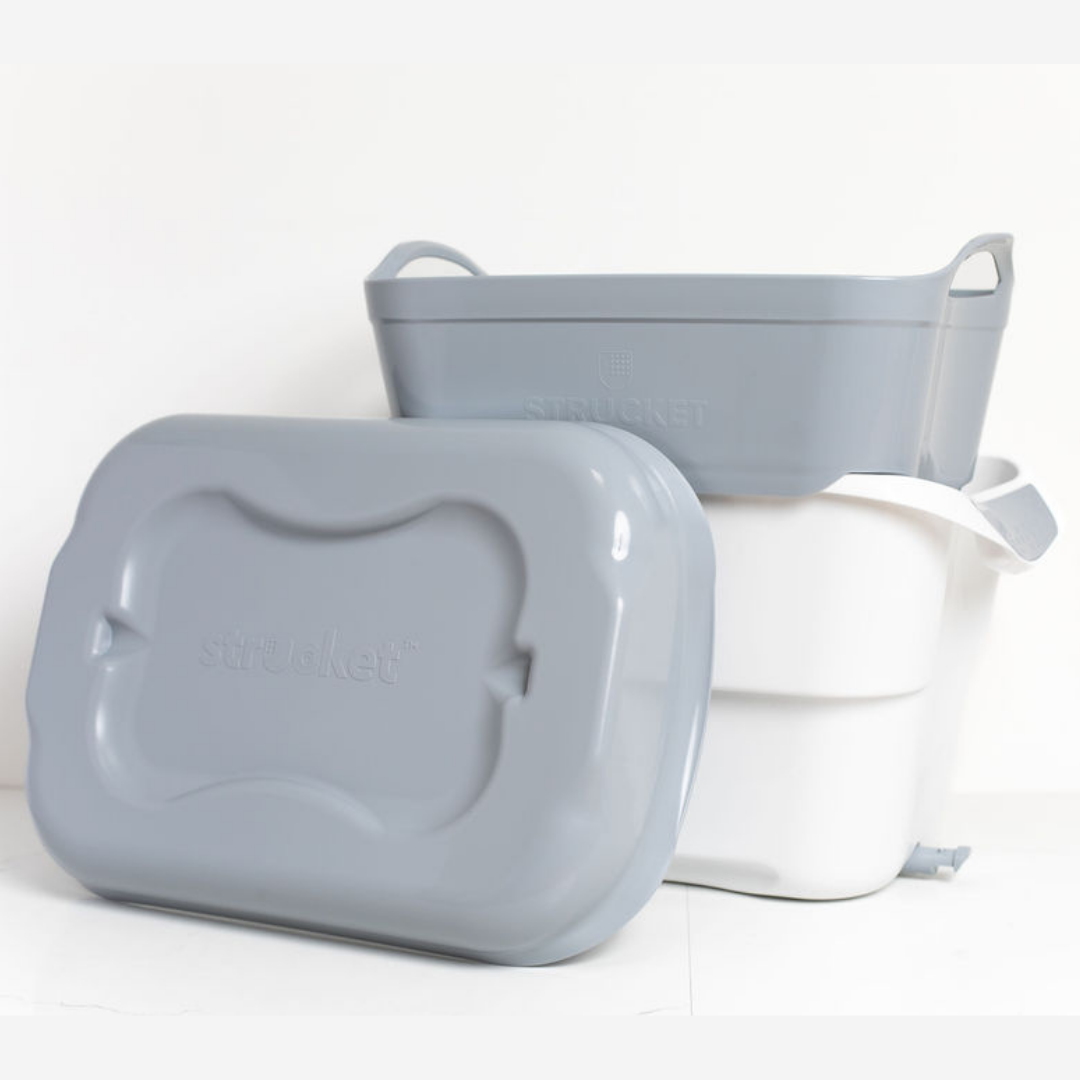 Australian-made Strucket 19L bucket with built-in plug, #color_Grey