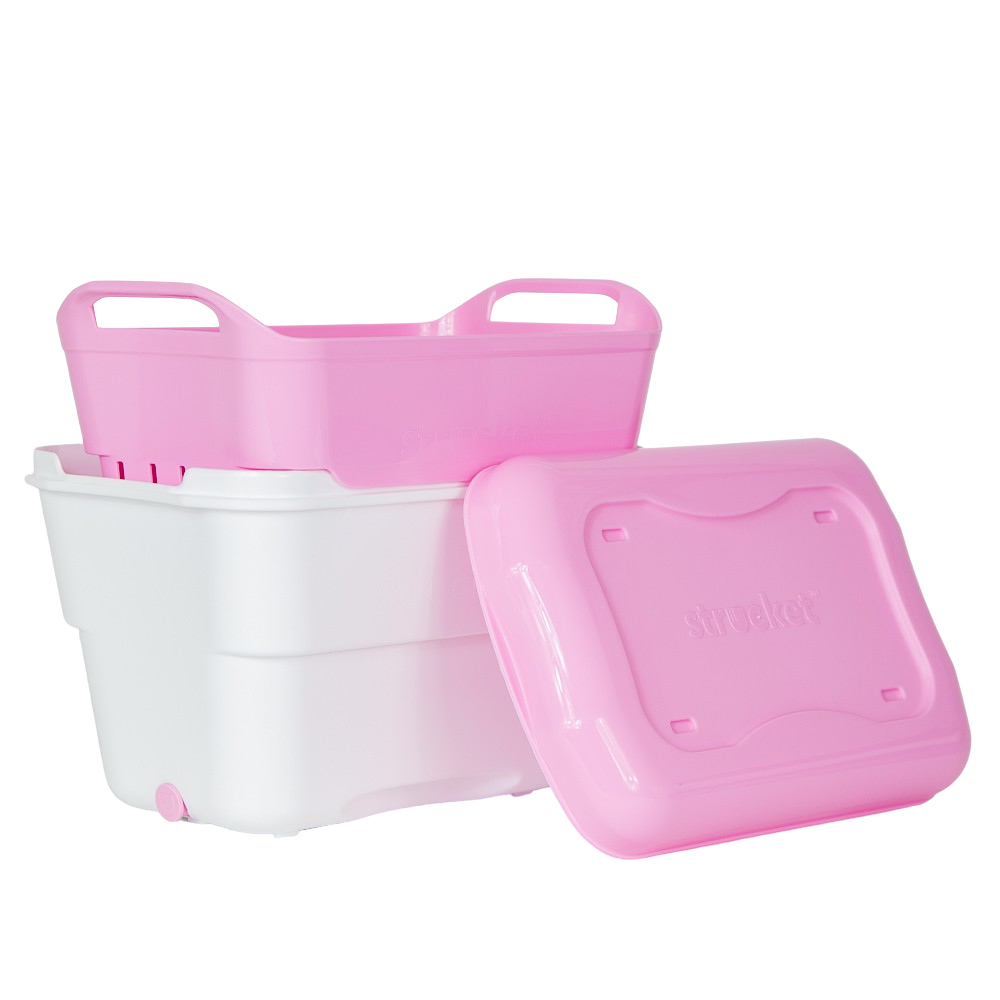 Hands-free soaking with Strucket 4.5L Mini bucket, PinkWhiteBase