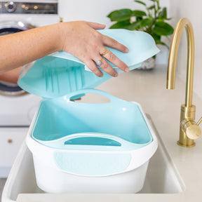 Strucket lid for stacking and storing kitchen items, color_Clear / Light Green